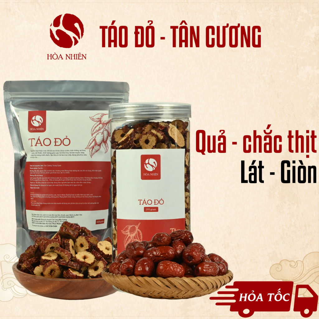 Táo Đỏ Tân Cương sấy khô; Táo đỏ tân cương size vừa (nguyên quả), Trà Táo Đỏ cắt lát sấy giòn