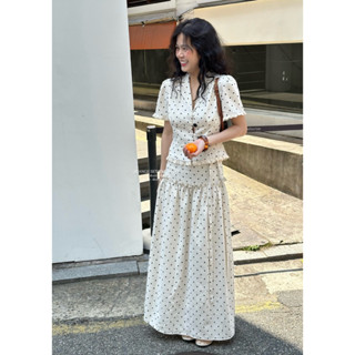 ORANGE | Set Áo Vest Lửng Và Chân Váy Chấm Bi ( ảnh chính chủ )