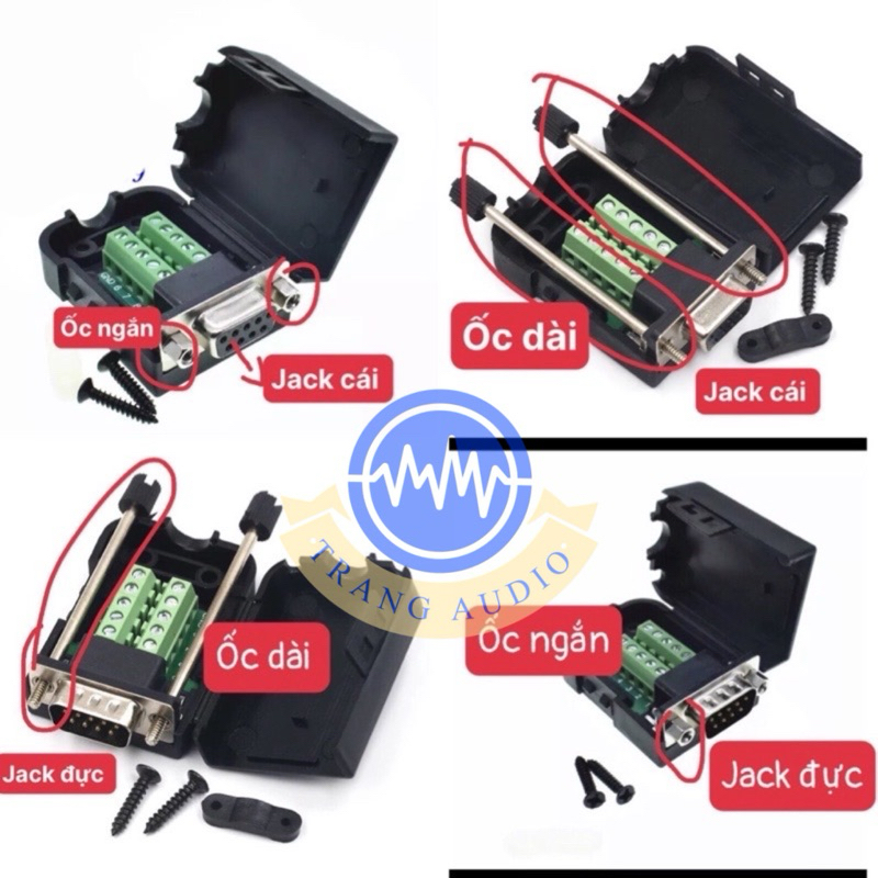 (HD-LINK) Đầu nối DB9 cổng COM Chân Đực, Cái (Male, Female) vặn vít cao cấp