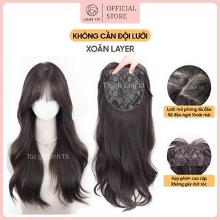 [KHÔNG CẦN ĐỘI LƯỚI] Bộ phủ nửa đầu HALF WIG lưới HD mô phỏng da đầu form Xoăn Layer 45-50cm | Tóc giả Linh Tít