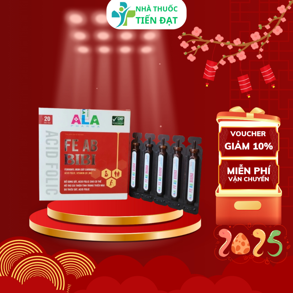 Siro Bổ Sung Sắt Acid Folic Fe AB BiBi Tpp-France - Hộp 20 Ống - Hỗ Trợ Tạo Máu, Ngừa Thiếu Máu