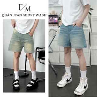 Quần Short Jean Nam WASH RETRO Ống Suông Rộng Form Ngắn Trên Gối Phong Cách Streetwear Cá Tính