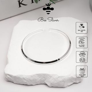 Vòng tay bạc đôi khắc tên ngày kỷ niệm thiết kế hở, vòng cuff unisex nam nữ đơn giản sang trọng