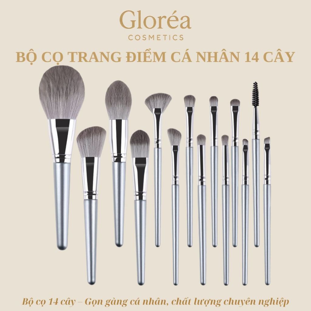 Bộ cọ trang điểm 14 cây siêu mềm cho người mới, bộ cọ cá nhân 14 cây, cọ makeup cọ phấn mắt phấn má 