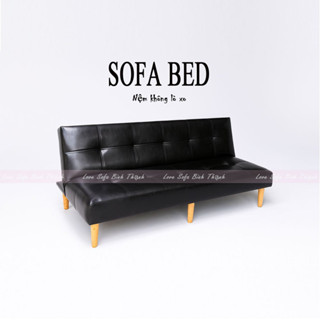Sofa Bed - Ghế Giường Thông Minh Đa Năng Dài 1m8 Nệm Không có Lò Cứng Cáp Màu Đen Chất Giả Da Không Thấm Nước