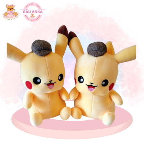 Thú Nhồi Bông Hình Pikachu Đội Mũ - Gấu Bông Pikachu Đội Mũ Dễ Thương ANKA