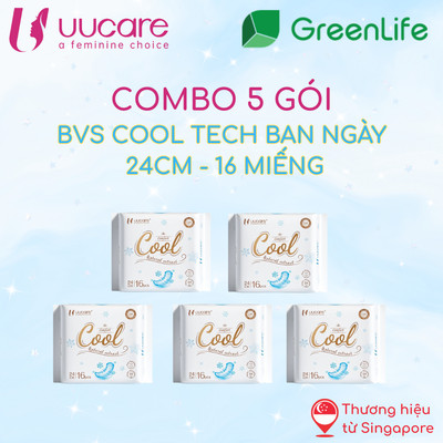 Combo Băng vệ sinh UUcare Singapore Cooltech ban ngày 24cm 16 miếng