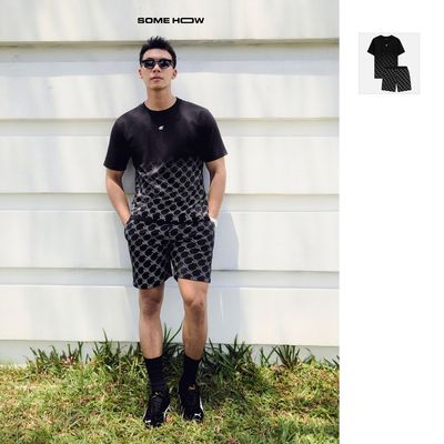 Set Nam T-shirt Short Gradient Mono Effect, Chất Vải Cotton Thoải Mái, SB0051, SOME HOW STORE