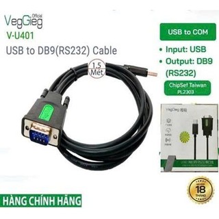 Cáp USB to Com Unitek Y-105 VEGGIEG V-U401 (USB to RS232 dài 1.5M)