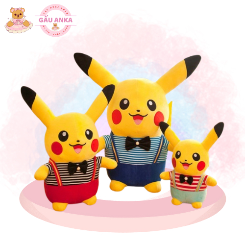Gấu Bông Pikachu -Gấu Ôm Pikachu Mặc Áo Tinh Nghịch Dễ Thương ANKA