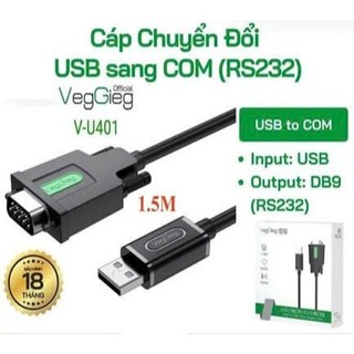 Cáp USB to Com Unitek Y-105 VEGGIEG V-U401 (USB to RS232 dài 1.5M)
