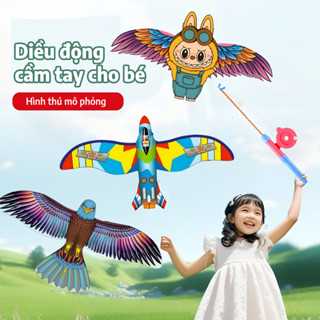 Cần câu diều, diều mini 3D cho trẻ em 35/50 CM, cần câu cầm tay ngoài trời diều hoạt hình dễ thương có cánh dây diều 50M
