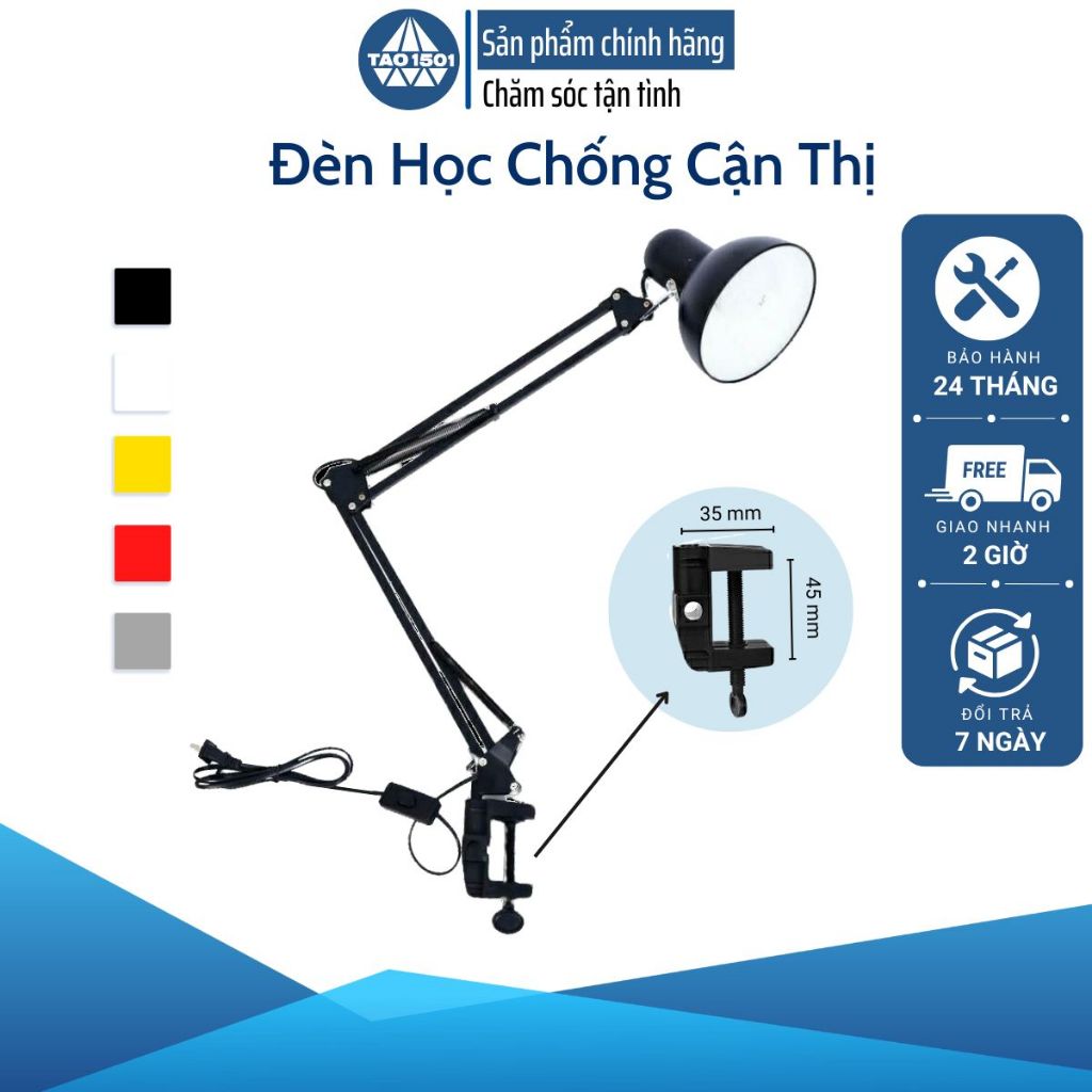 Đèn học PIXAR Bóng LED Chống Cận Bảo Vệ Mắt Đổi 3 Màu Kẹp Bàn Chắc Chắn Tao1501 Bảo Hành 2 Năm BA001