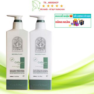  Cặp Dầu Gội Xả Plus Vinge Collagen 1000ml - Hỗ Trợ Giảm Rụng và Chăm Sóc Tóc Hư Tổn 