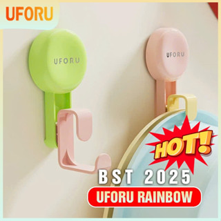 [UFORU x RAINBOW] - Móc treo thau chậu, bông tắm dán tường cốc hút chân không nhiều màu sắc hot 2025 - UF594