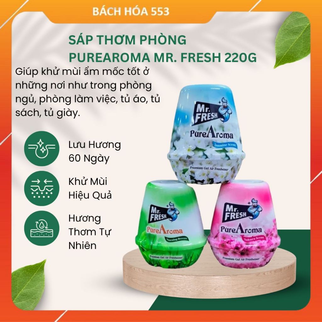 Sáp Thơm Phòng Cao Cấp PureAroma Mr. Fresh 220G