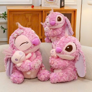 Gấu Bông Stitch Sakura Ôm Thỏ lông xù cao cấp, ANVIHOME Stich Hồng hoa anh đào mẫu mới dễ thương Hàng nhập khẩu cao cấp