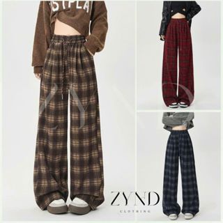 Quần dạ kẻ caro ZYND - Quần kẻ sọc ống rộng siêu ấm cho mùa đông dầy dặn ấm áp - AD-M051