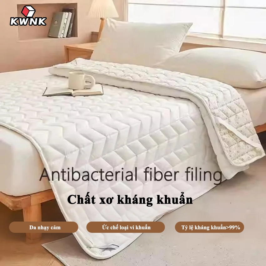 Tấm lót Nệm Topper Điều Hòa KWNK thoáng mát chống thấm tuyệt đối siêu mỏng, Đệm điều hòa màu trơn trang nhã