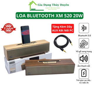 Loa Bluetooth XM 520 Bass Mạnh Công Suất 20W Siêu Trầm Thiết Kế Vỏ Gỗ Dạng Thanh Để Bàn Tặng AUX 3.5