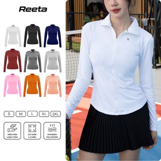 Áo polo thể thao dài tay áo giữ nhiệt nữ Reeta cổ áo khoá kéo  tập tennis, cầu lông, pickleball,chạy bộ..A3050