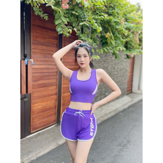 Set đồ tập gym nữ Ng13 – Áo bra kèm mút, quần đùi 2 lớp tập aerobic, chạy bộ, đạp xe hot trend