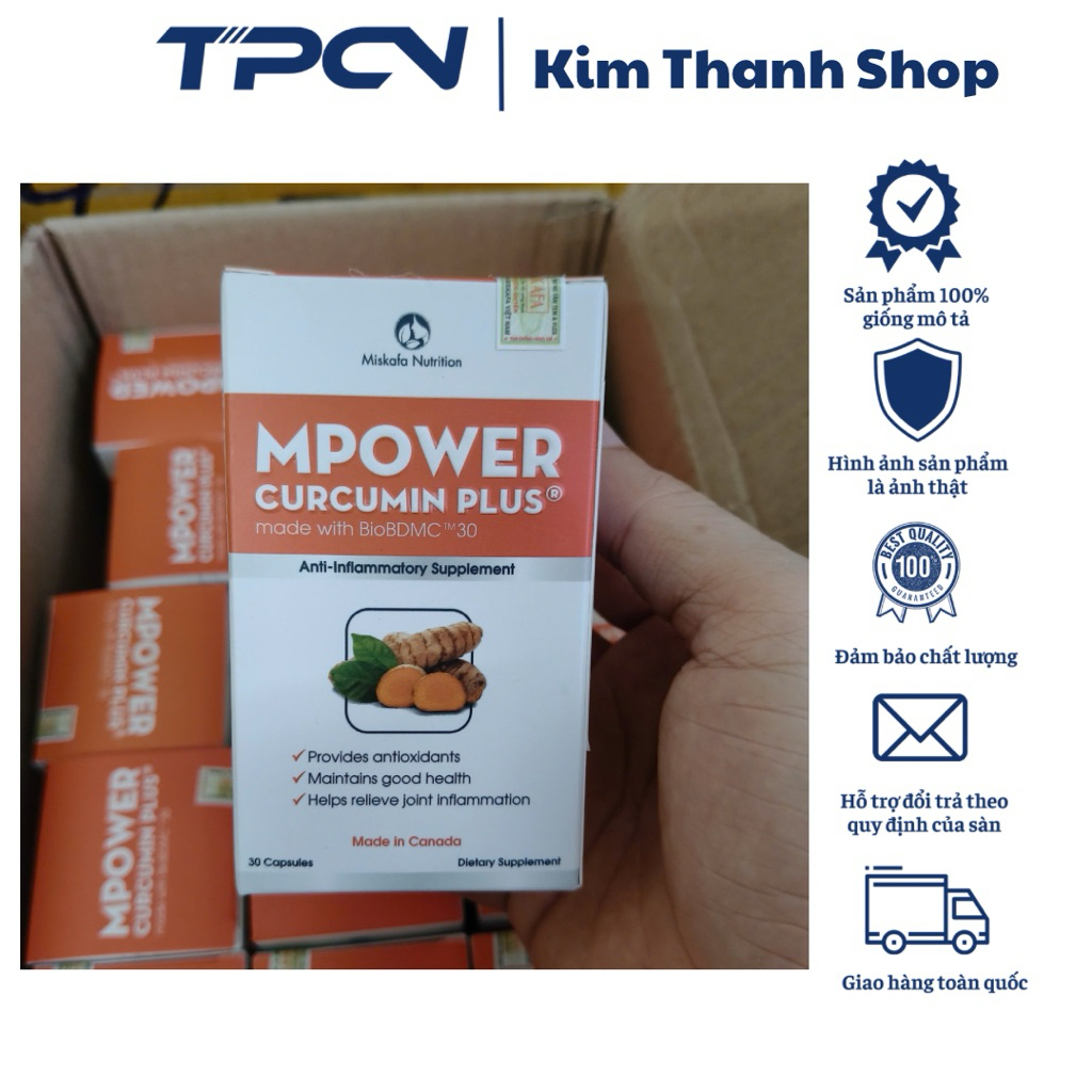 Viên uống tinh chất nghệ Mpower Curcumin Plus - Chống oxy hoá, giảm đau khớp lọ 30 viên