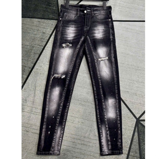 quần jean nam dài đen rách vẩy sơn wash đẹp nhiều mẫu, chất jean dày co giãn thoải mái chuẩn form