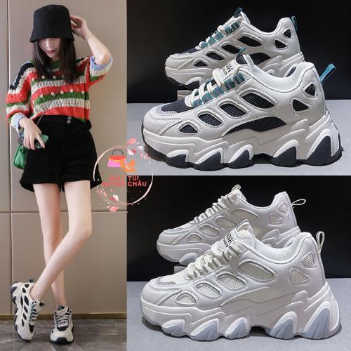 Giày Thể Thao Nữ  Độn Đế Hack Dáng Chất Da Mềm Đế Cao 5cm