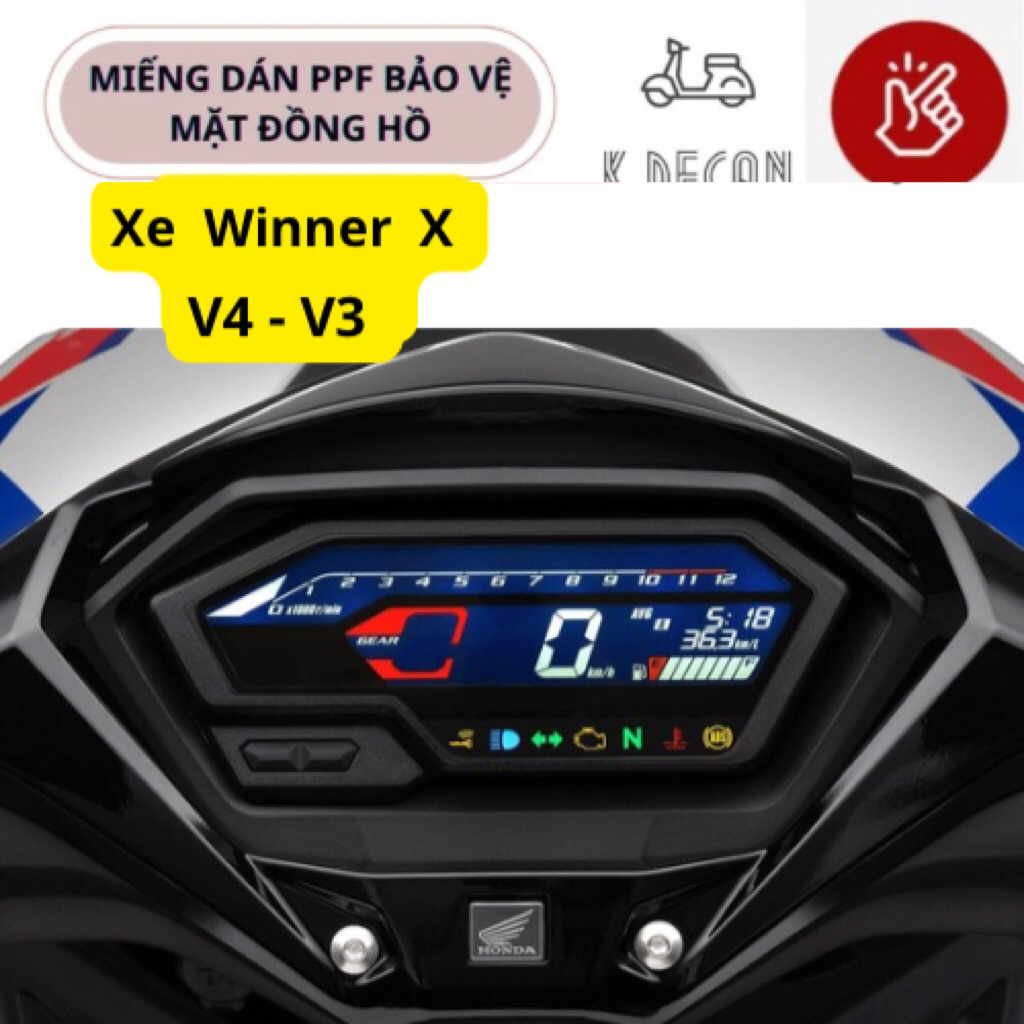 dán xe Winner X V4 . Miếng dán PPF xe Winner X V4 - V3  2022- 2025 chống trầy xước mặt dồng hồ xe
