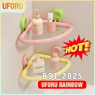 [UFORU x RAINBOW] - Kệ góc treo tường nhà tắm để đồ đa năng cốc hút chân không dán tường nhiều màu sắc hot 2025 - UF695