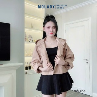 Áo khoác KAKI nữ MOLADY có nón thiết kế túi hộp thời trang K508
