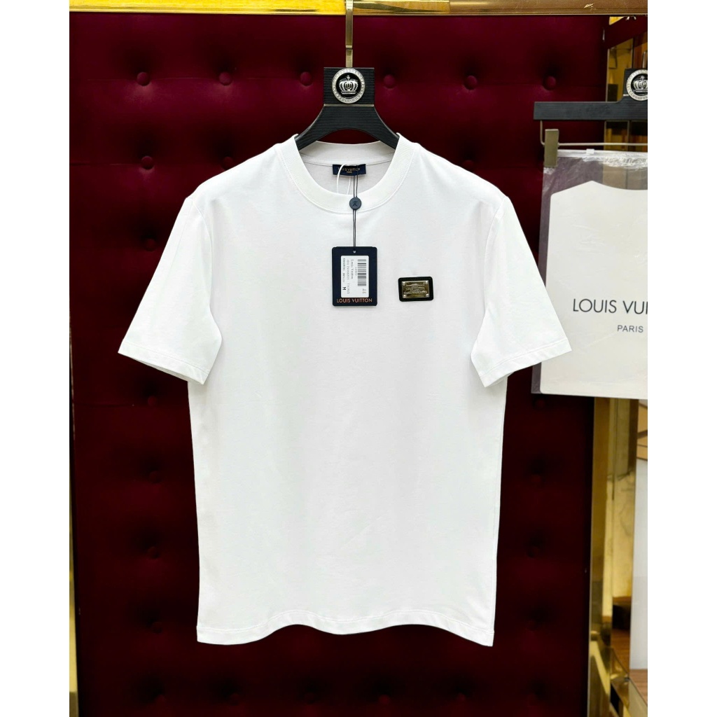 Áo phông T-shirt trơn logo tag vuông gương thêu ngực Like Auth on web CD