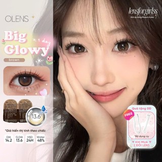 (OLENS) Lens 1 ngày | Kính áp tròng GIÃN TRÒNG hack mắt BIG GLOWY MOCHA BROWN chính hãng Korea | LENSFORGIRLSS