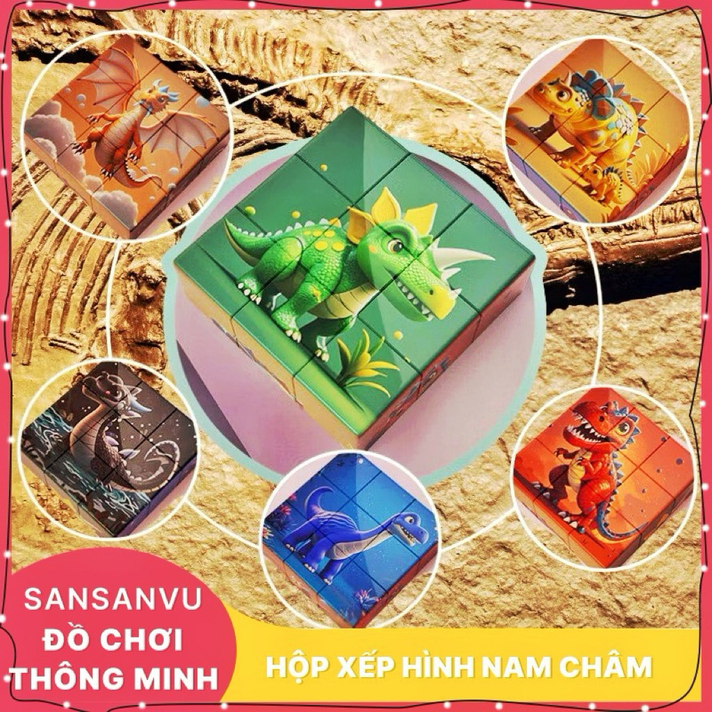 Đồ Chơi Hộp Xếp Hình Nam Châm Từ Tính 6 Chủ Đề Thú Vị Cho Bé, Đồ Chơi Phát Triển Trí Tuệ Sansanvu
