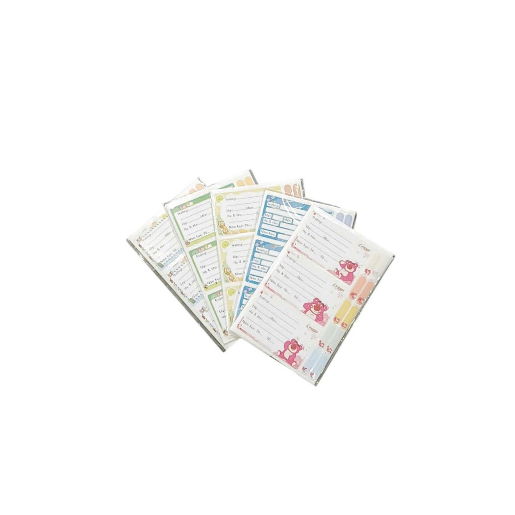 Set 2 Xấp Nhãn 30 cái Hình Gấu Dâu, Cusin , Đôrêmon ,Gấu Cute , hoat hình