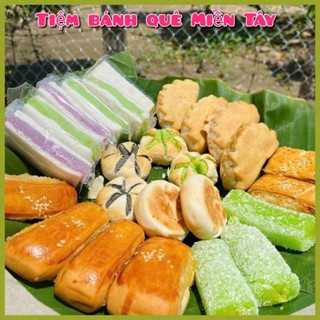  Set bánh quê Miền Tây mix nhiều loại hộp 500g 12cai gồm bánh xà lam dừa bánh dẻo bánh in bánh nướng bánh quai vạc 