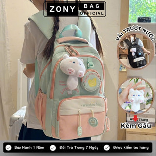 Balo đi học nam nữ balo đi học cấp 1 kèm gấu Cặp đi học học sinh ngăn trong đựng vừa laptop chống nước hàn quốc B39