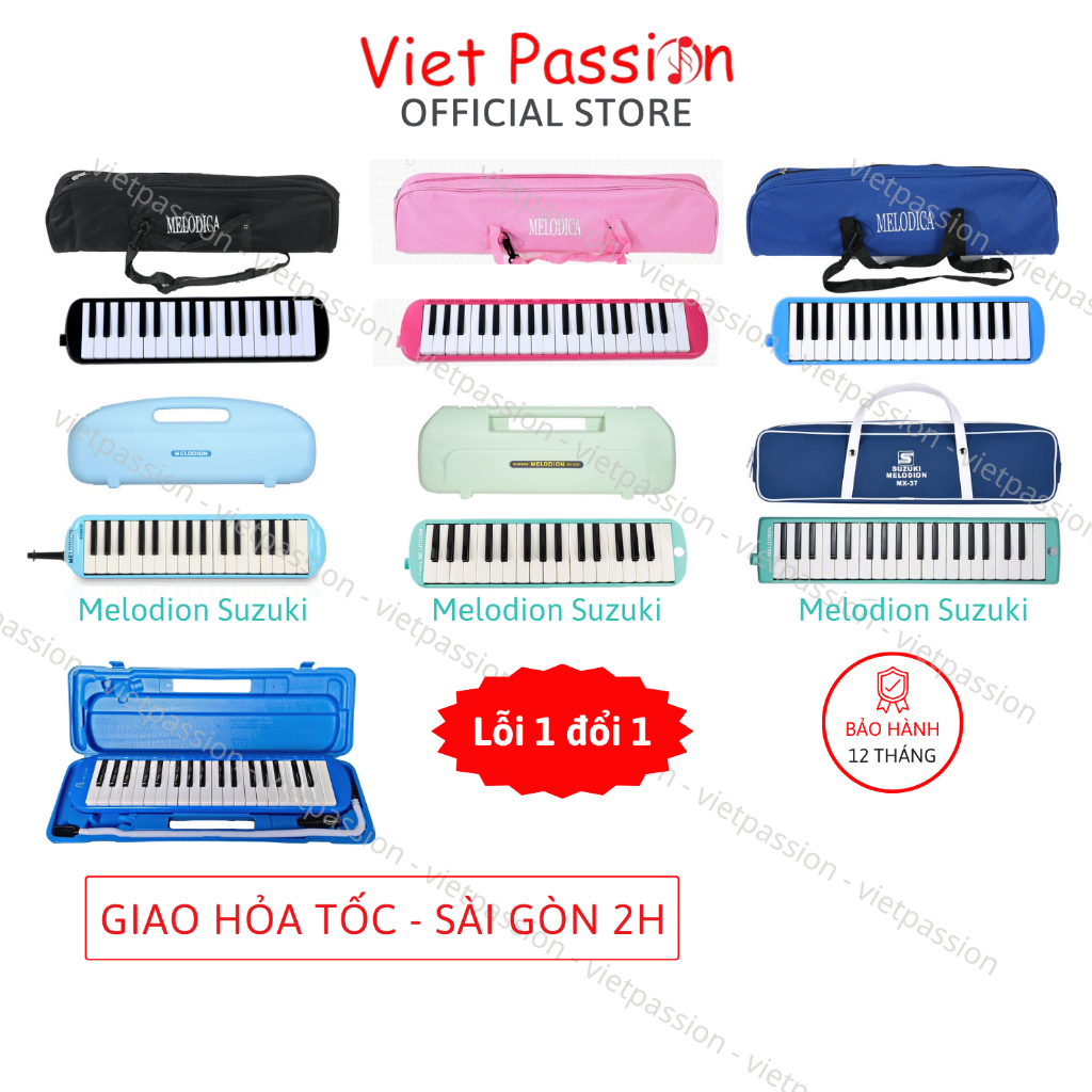 Kèn Phím Melodica 32 phím và Melodion Suzuki 37 phím Pianica Túi vải và Hộp Nhựa Cứng Viet Passion HCM