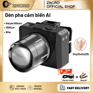 Đèn pin đội đầu siêu sáng zoom xa ZACRO Đèn pha cảm biến 1500m Hiện thị phần trăm pin 80w Thời lượng pin dài 48giờ L45
