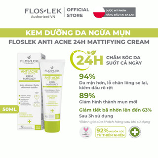 Kem Dưỡng Da Ngừa Mụn Floslek Anti Acne 24h Mattifying Cream 50ml-Kiềm Dầu, Dưỡng Ẩm, Làm Dịu Làn Da