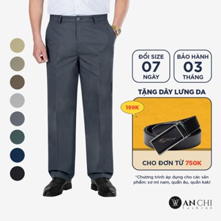 Quần kaki không ly nam trung niên ANCHI dáng suông ống 19-23cm - QK0-2501