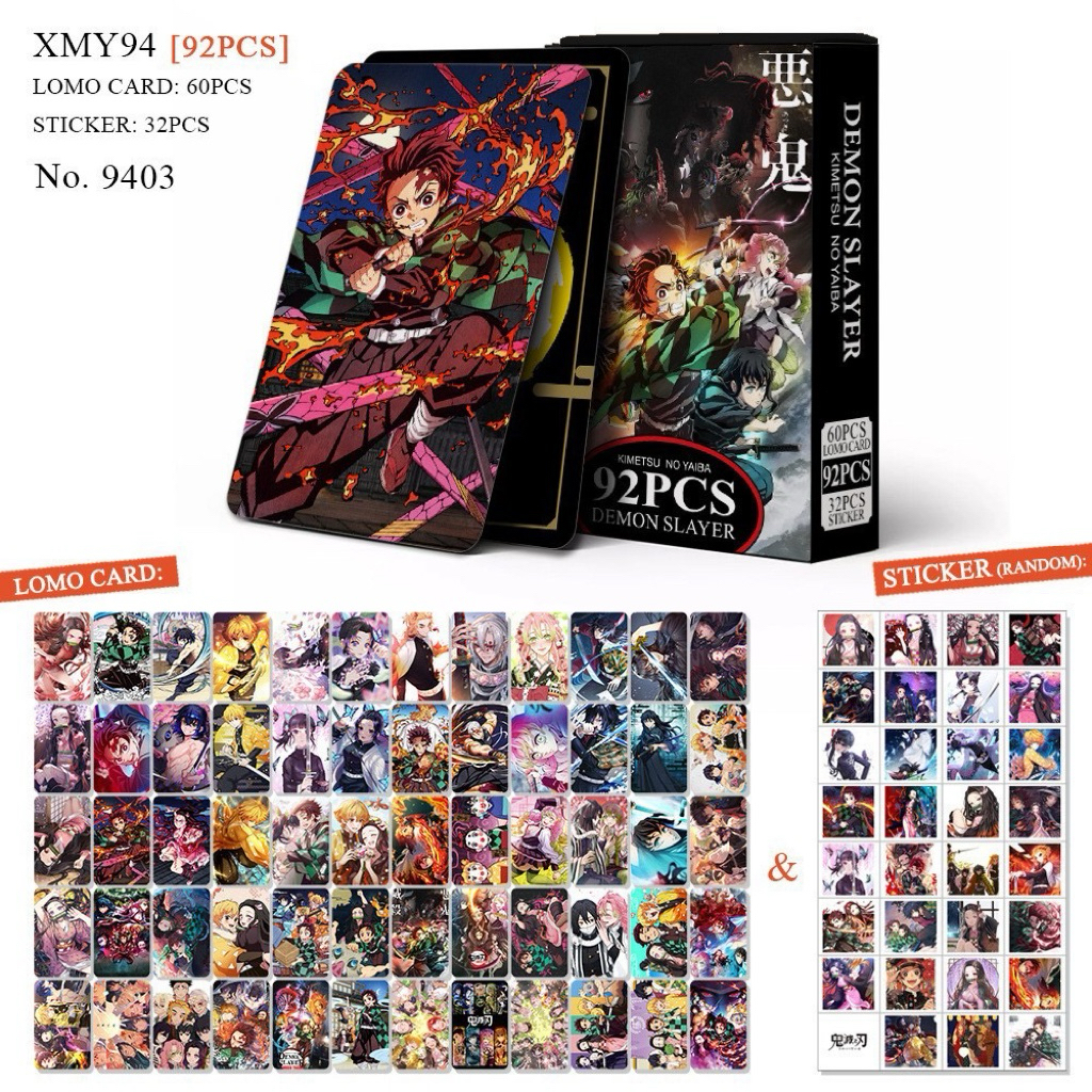 [Card Kimetsu] Bộ 60 lomo card Kimetsu no Yaiba Demon Slayer + 32 Sticker anime/photocard Tanjiro Sh