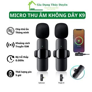  Mic Thu Âm Không Dây Model K9 Cài Áo Lọc Tiếng Ồn Khoảng Cách 20m - Bảo hành 24 tháng 