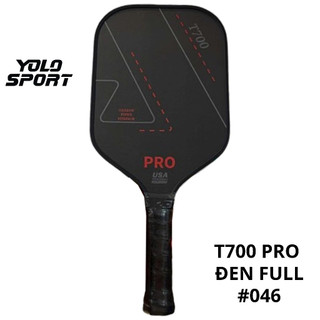  Vợt Pickleball T700 Pro Viền Đen Full Sợi Carbon Mặt Nhám Dày 16mm Thiết Kế Rỗng Tiêu Chuẩn USAPA 