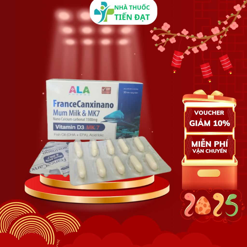 Viên Uống Bổ Sung Canxi D3 FranceCanxiNano Mum Milk MK7 - Hộp 30 Viên - Cho Bà Bầu & Trẻ Em