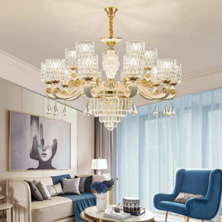 Đèn chùm led thả trần phong cách châu âu | Đèn chùm trang trí dành cho phòng khách - khách sạn - nhà hàng 3 màu sáng