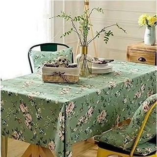  1mx1m5-2m Khăn trải bàn họa tiết caro lá – vải thô Canvas trang trí bàn ăn Cafe Homestay Vintage 