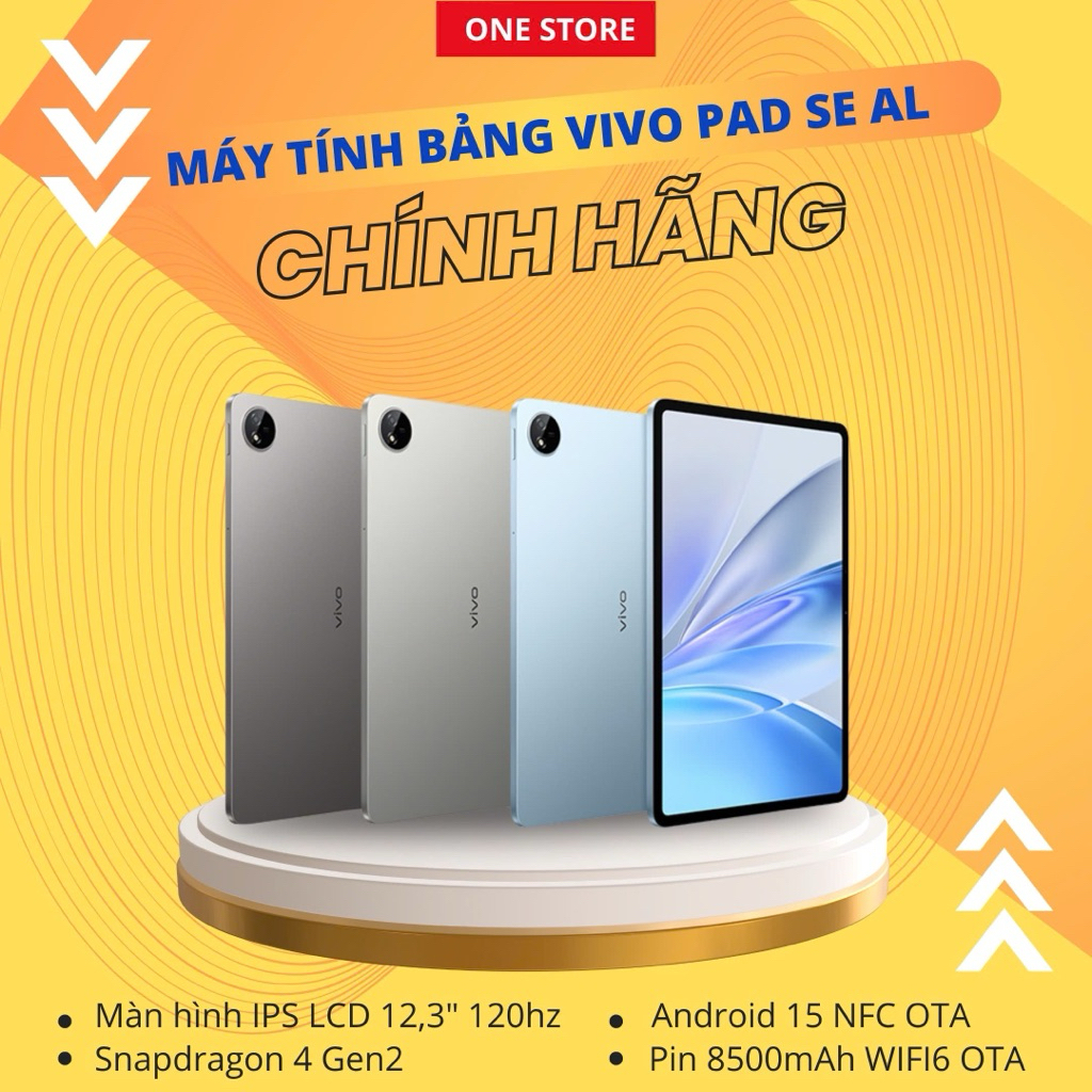 [HÀNG CHÍNH HÃNG] Máy Tính Bảng Vivo Pad SE AI – Màn Hình 12.3" 120Hz, Snapdragon 4 Gen 2