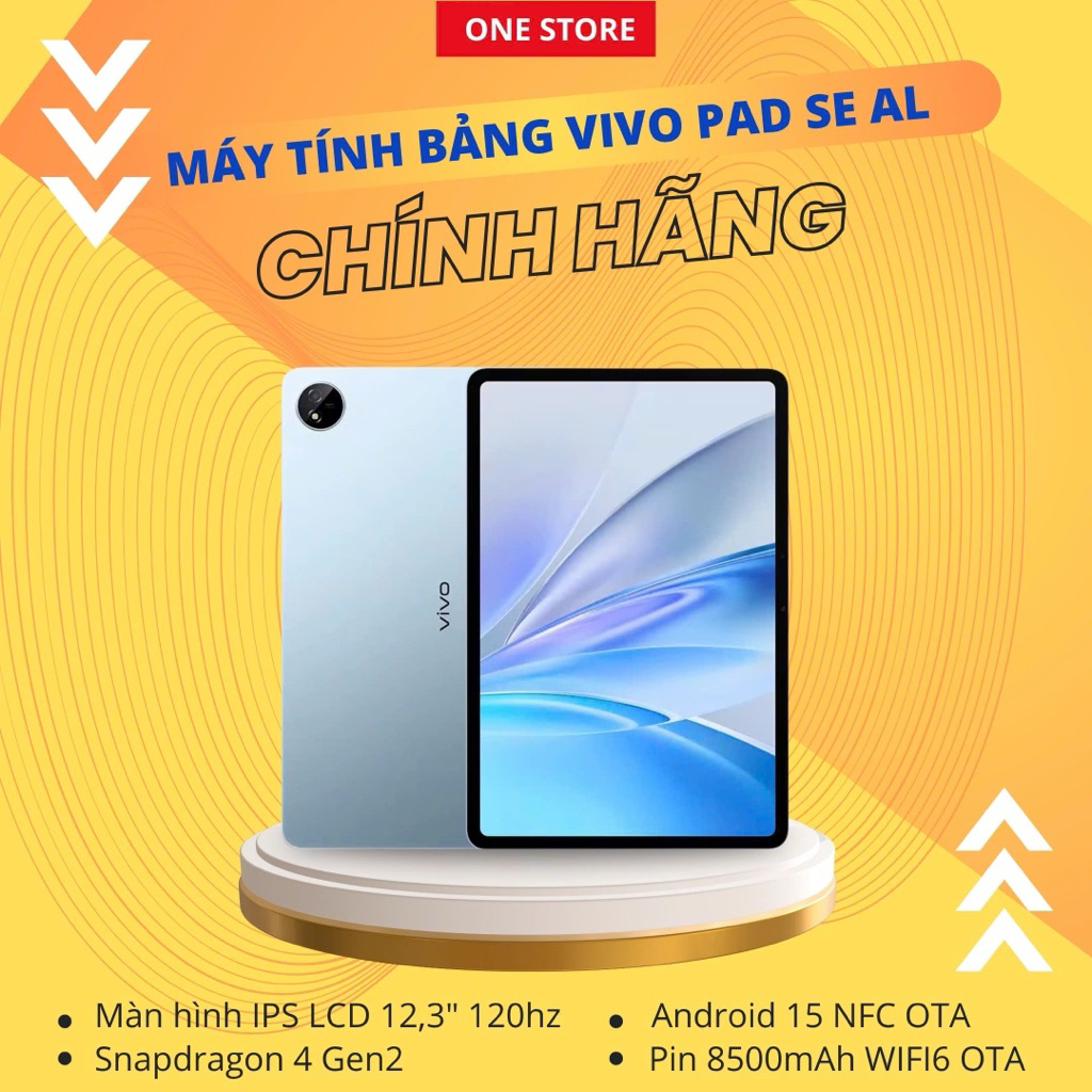 [HÀNG CHÍNH HÃNG] Máy Tính Bảng Vivo Pad SE AI – Màn Hình 12.3" 120Hz, Snapdragon 4 Gen 2 | BigBuy360 - bigbuy360.vn